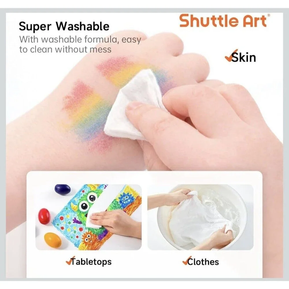 Shuttle Art Jumbo Egg Crayons 9 Colors Washable Toddlers 1-3 Coloring Book Set
